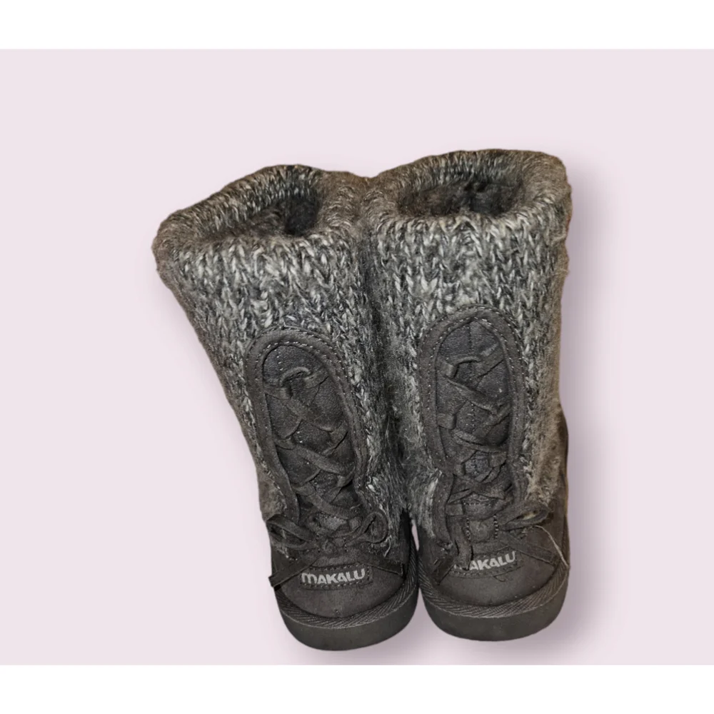 Women's Size 9 Makalu Dolce Sweater Boots Faux Fur Gray Grey